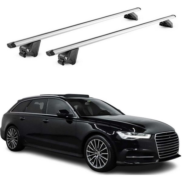 OMAC Dachträger für Audi A6 Avant C7 2011-2025 Silber 2x ABE (2-St), Wasserbeständig,Abnehmbar,Multifunktional,Leichtgewichtig