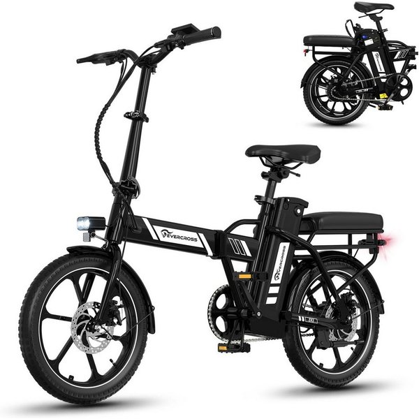 EVERCROSS TECH E-Bike EK5 Faltbares E-Fahrrad,Pedelec, 36V 13AH, Heckmotor, 468 Wh, Heckmotor, 15/20/25 KM/H, bis 60km, ebike Herren/Damen