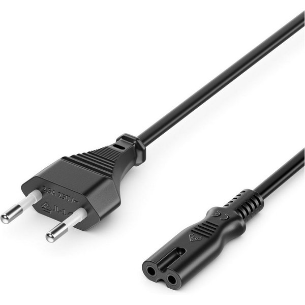 deleyCON deleyCON 5m Netzkabel Stromkabel Eurostecker - C7 Buchse Stromkabel