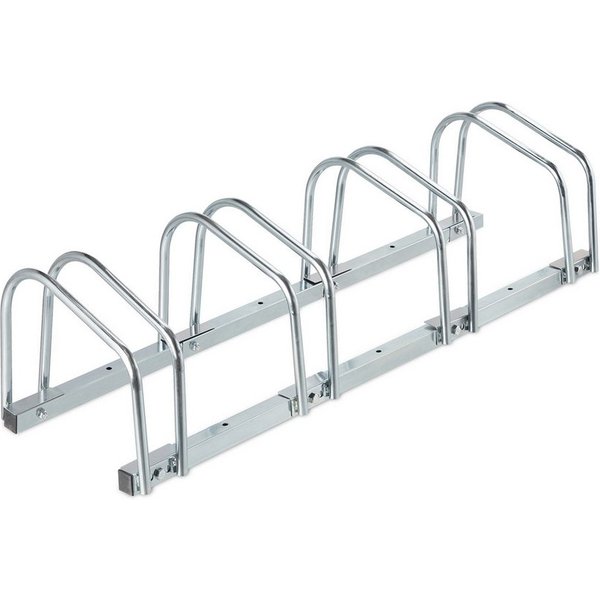 relaxdays Fahrradständer Silberner Fahrradständer für 4 Fahrräder (1-St)