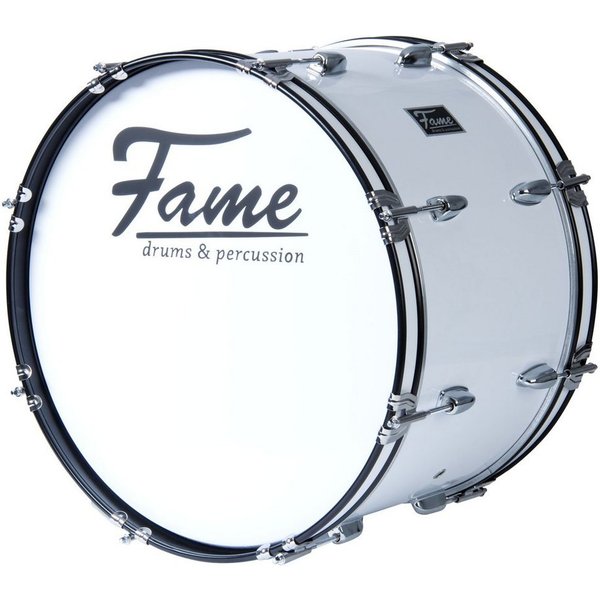 FAME Bass Drum,Marching Bass Drum 22"x12" Leicht Weiß 7-Lagen Lindenholz Kraftvoller Klang Inklusive Tragegurt Beater Stimmschlüssel Ideal für Einsteiger Junge 