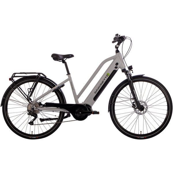 SAXONETTE E-Bike Trekkingrad Premium Sport (Trapez), 10 Gang, Kettenschaltung, Mittelmotor, 522 Wh, Pedelec, Elektrofahrrad für Damen