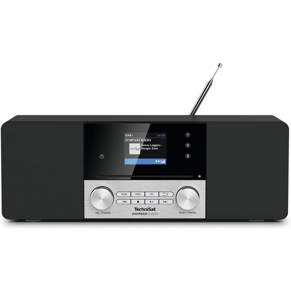 TechniSat DIGITRADIO 3 VOICE Digitalradio (DAB) (Digitalradio (DAB), FM-Tuner mit RDS, 20 W, Offline-Sprachsteuerung, CD-Player, Fernbedienung, Wecker, Sleeptim