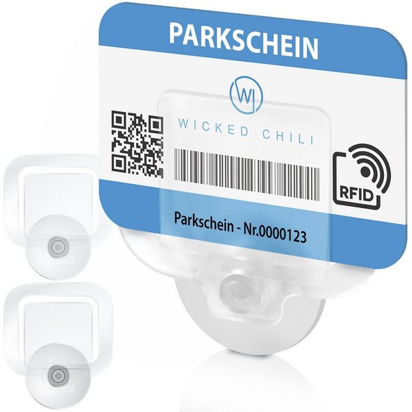 Wicked Chili Halterung Parkscheinhalter Clip für Auto Windschutzscheibe, (1er Set, 2-tlg., 2er-Pack, Made in Germany - KFZ Parkschein Halterung - Mit 30mm Saugn