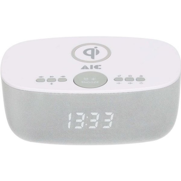 AIC AIC 28 BT weiß Radio (Radiowecker Designer Uhrenradio USB Bluetooth Induktives Laden)
