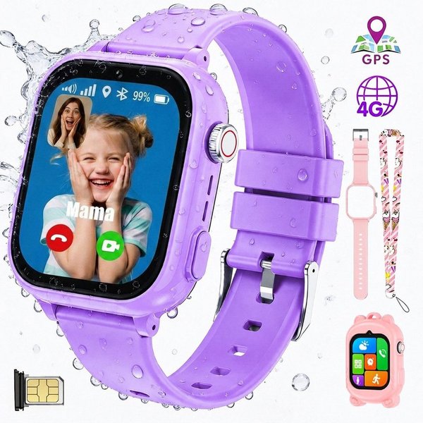 Vashoy 2026 Kinderuhr T53Neue Smartwatch Kinder mit GPS, Kameras, Smartwatch (5 cm/1.83 Zoll, Android/4G (LTE) 4G Telefonfunktionen Smartwatch, 7-tlg., Schulmod