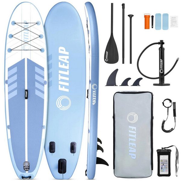 Fitleap Inflatable SUP-Board SUP Board Set mit Hochdruckpumpe, verstellbarem Paddel und Rucksack -…, Robustes Material, Komplettes SUP-Set, stabil, Leicht trans