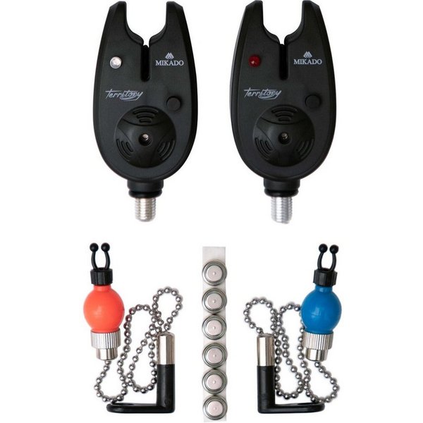 MIKADO Total Fishing elektronischer Bissanzeiger Bissanzeiger Set HR-C 2 St. mit Hängern 2 St. Batterien Karpfenangeln, (Spar-Set, 4-St), Für Karpfen, Raubfisch
