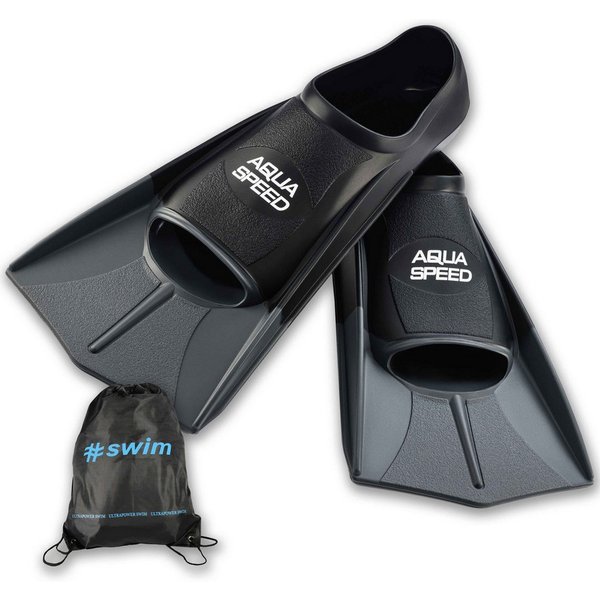 Aqua Speed Flosse Silikon Schwimmflossen kurz für Technikfokus im Training (Effizientes Schwimmtraining mit Silikon Kurzflosse 39/40 silber), Silikonmodell für 