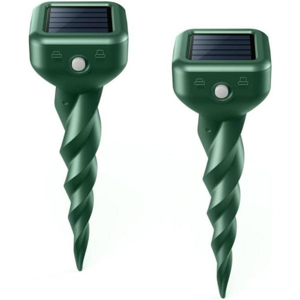 FELIXLEO Ultraschallreiniger Solar Maulwurfvertreiber 2er Pack IP65 3 Fach Vibration Garten