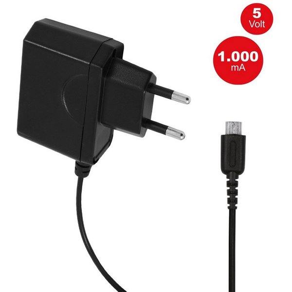 EAXUS Ladekabel für Nintendo DS lite Konsolen-Ladestation (1000,00 mA, Netzteil mit 1000 mA Schnellladung für NDSL)