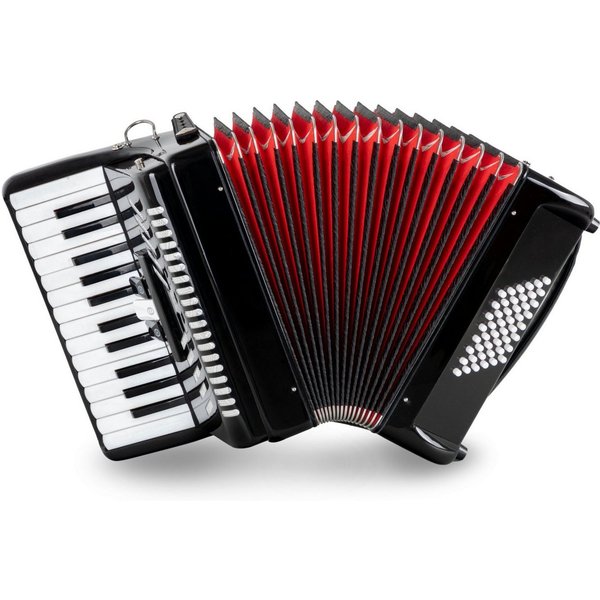 Classic Cantabile Knopf-Akkordeon "Secondo V" - 48 Bass Tastenakkordeon - 2-chörig - 26 Diskanttasten (Kompakt-Set, Inkl. Tasche und Tragegurte), mit Riemen & R