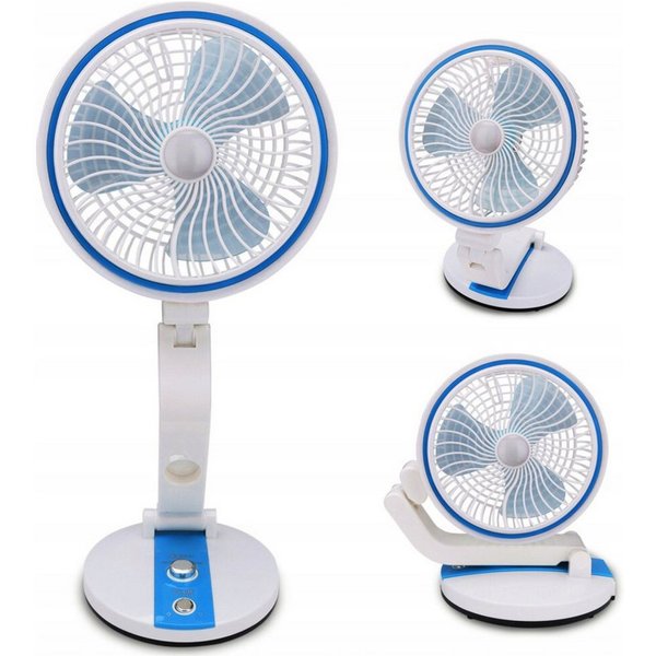 Verkgroup Tischventilator Klappbarer USB Ventilator mit LED Licht kabellos höhenverstellbar, 18 cm Durchmesser, Klappbarer USB Ventilator mit LED Licht und Akku
