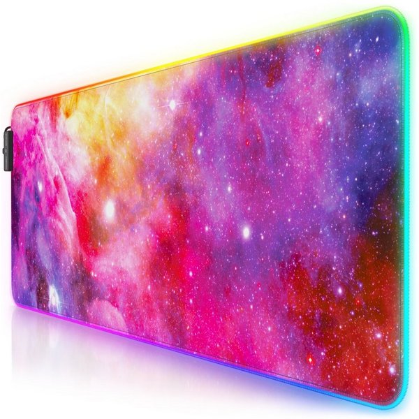 Titanwolf Gaming Mauspad RGB Mousepad 800 x 300 x 3 mm, LED Multi Color XL Tischunterlage (1-St), rutschfest, abwaschbar, Geschwindigkeit & Präzision, Farbige G