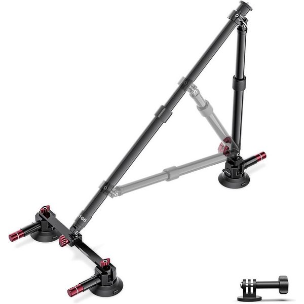 Neewer Action Cam-Halterung CA166 Dreifach Saugnapf Halterung Auto Set, Zwei 60cm langen, (Packung, Verlängerungsstangen aus Aluminiumlegierung NATO Schiene, ma