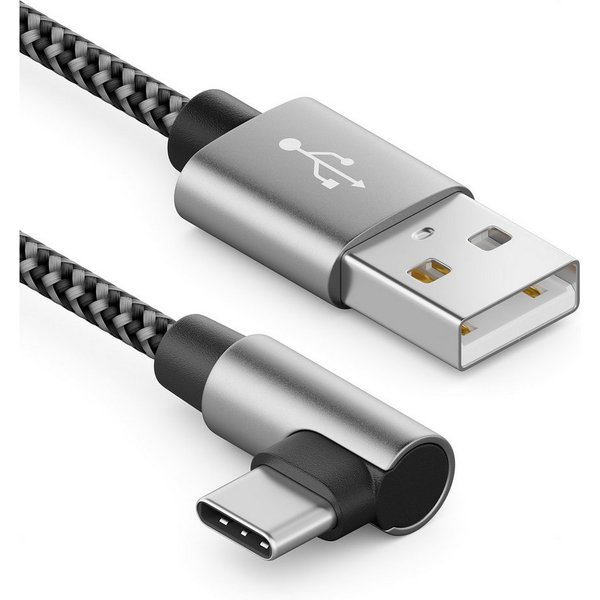 deleyCON deleyCON 0,5m USB A zu USB C Kabel USB-C Stecker 90° Gewinkelt Kurze USB-Kabel