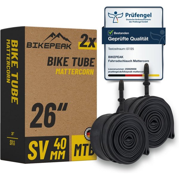 BikePeak Fahrradschlauch BikePeak 2x Fahrradschlauch Mattercorn MTB 26 Zoll SV-40mm 40/62-559