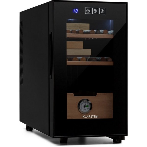 Klarstein Weinkühlschrank El Presidente 23 Humidor, für 8 Standardflaschen á 0,75l,Humidor Zigarre Humidor Befeuchter elektrisch Humidor Schrank