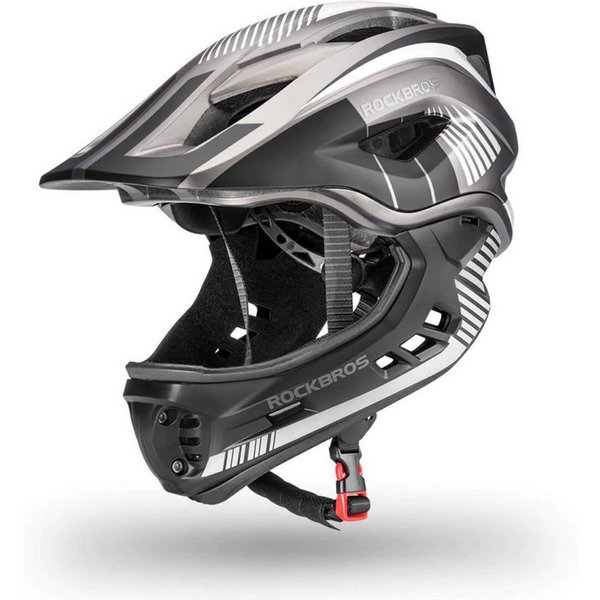 ROCKBROS Kinderfahrradhelm TT-32 (Fahrradhelm Set, Kinderhelm Set mit Kinnschutz), Kinderhelm mit abnehmbarem Fullface Kinnschutz