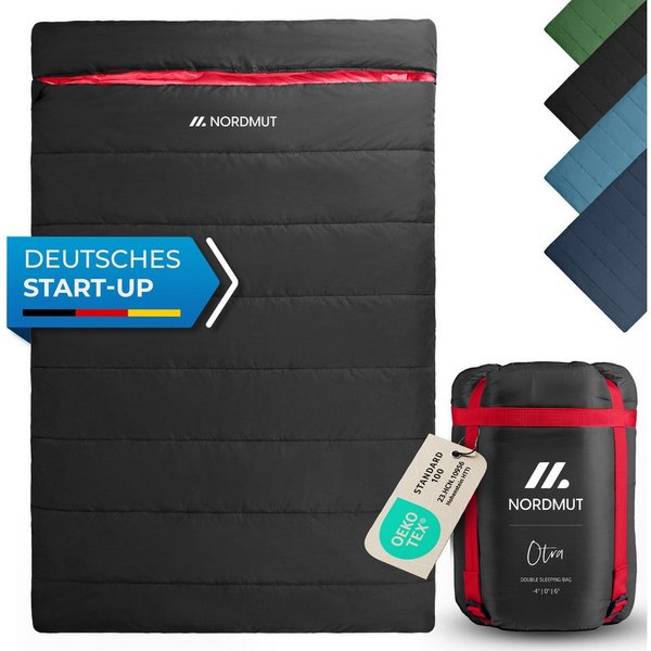 Nordmut Doppelschlafsack Deckenschlafsack XXL 2 Personen Camping Outdoor, warm, koppelbar (Spar-Set, 2 tlg., Nordmut Otra + Kompressionsbeutel), wasserabweisend
