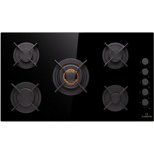 Klarstein Gas-Kochfeld Goldflame 10045627, Kochfelder Gas Hob 5 Zonen Glaskeramik Einbau