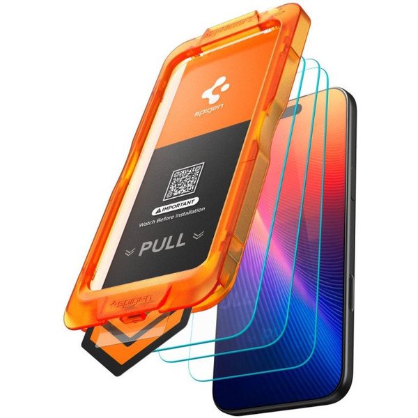 Spigen Displayschutzglas 3x Panzerglas für iPhone 17 Pro Max Displayschutz Schutzglas für Apple iPhone 17 Pro Max, 3x Displayschutz-Set, 3 Stück, Case-friendly,