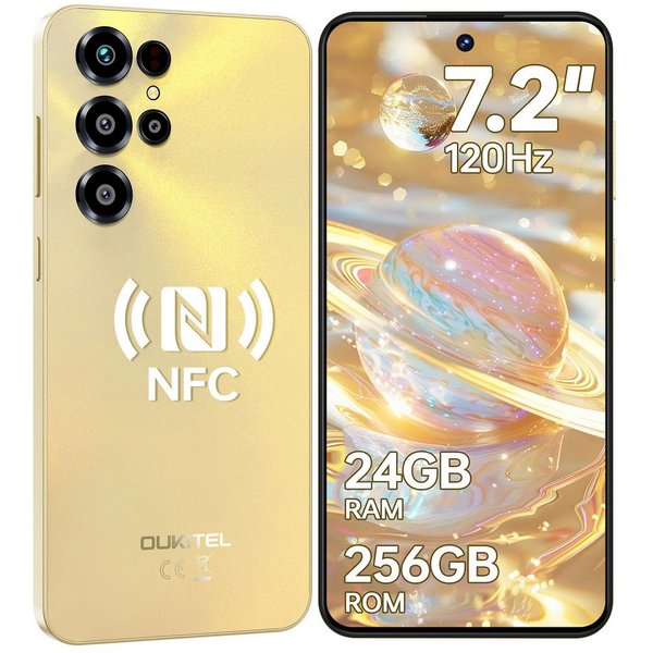 OUKITEL C68 4G Android 15 Smartphone (18,28 cm/7.2 Zoll, 256 GB Speicherplatz, 64 MP Kamera, 7,2" HD+ 120Hz, 64MP+8MP, 6000mAh, Dual SIM 4G, NFC, Face ID)