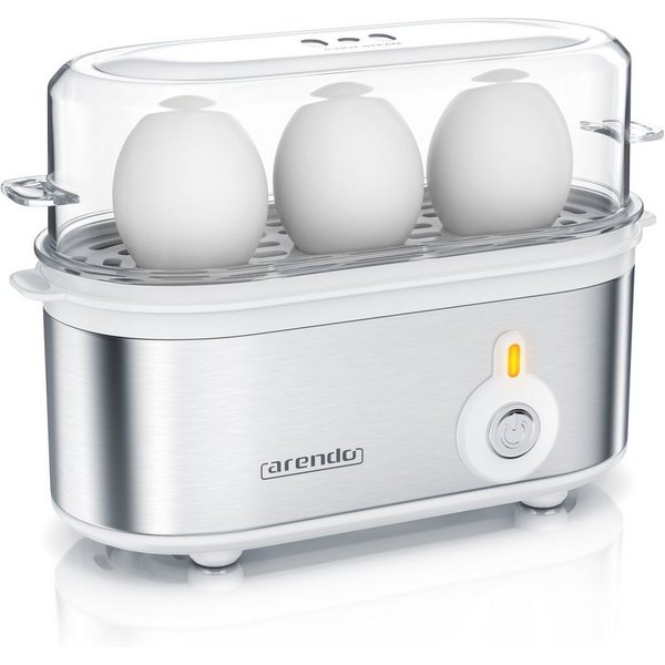 Arendo Eierkocher 3-fach, Edelstahl, frei wählbarer Härtegrad, Ein / Aus-Schalter, Anzahl Eier: 3 St., 210 W, Threecook Egg Cooker, GS, BPA-frei, für 1 bis 3 Ei