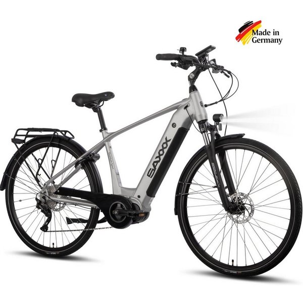 SAXXX E-Bike Trekkingrad 28 Zoll für Damen u. Herren, SAXXX QSD, 540Wh, max. 110km, 130kg, 10 Gang SHIMANO Deore Schaltwerk, Kettenschaltung, Mittelmotor, 540 W