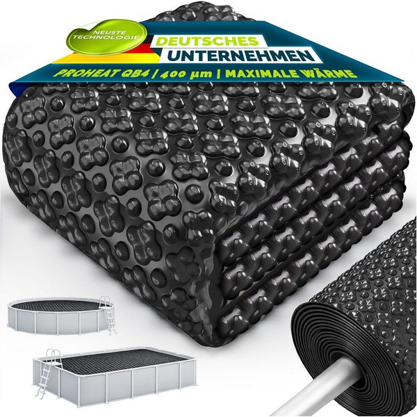 tillvex Pool-Abdeckplane tillvex® ProHeat QB4 Pool Solarfolie 400 my Solarplane Solarheizung (Solarplane ProHeat QB4 Wärmeplane Solarabdeckplane, zuschneidbar S