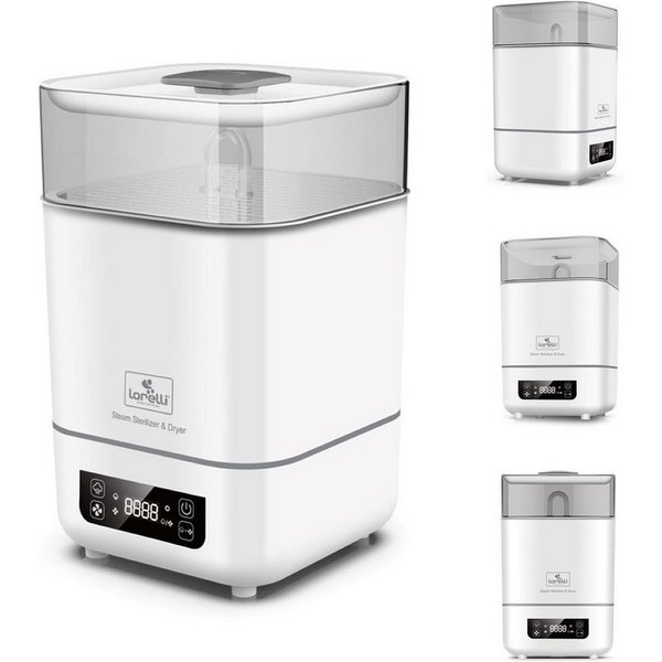 LORELLI Dampfsterilisator 2 in 1, Touchscreen, 2 Körbe, Messbecher 100 ml, transparenter Deckel, tragbar
