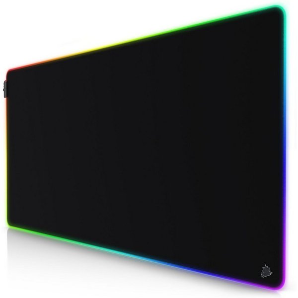 Titanwolf Gaming Mauspad RGB Mousepad 1200 x 600 x 3 mm, LED Multi Color XXXL Tischunterlage (1-St), rutschfest, abwaschbar, Geschwindigkeit & Präzision, Symbol