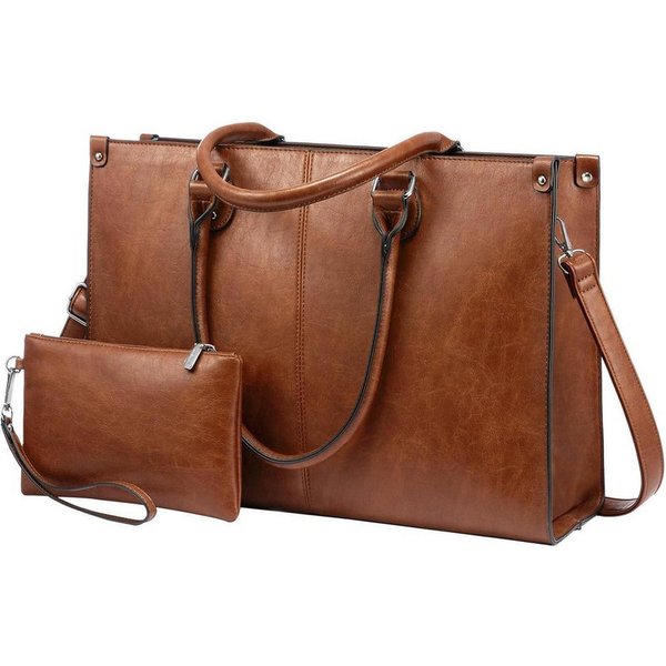 LuxusKollektion Laptoptasche Damen Laptoptasche Kunstleder Schulter Umhängetasche Braun 15.6 Zoll