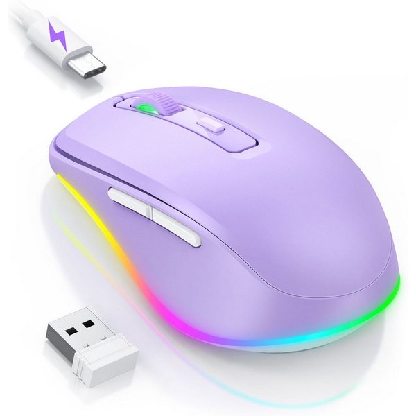 Seenda JY203 Kabellose Maus 2,4 GHz, Jiggler, leise, USB-C, 2000 DPI Maus (Funk, 2000 dpi, aufladbar)