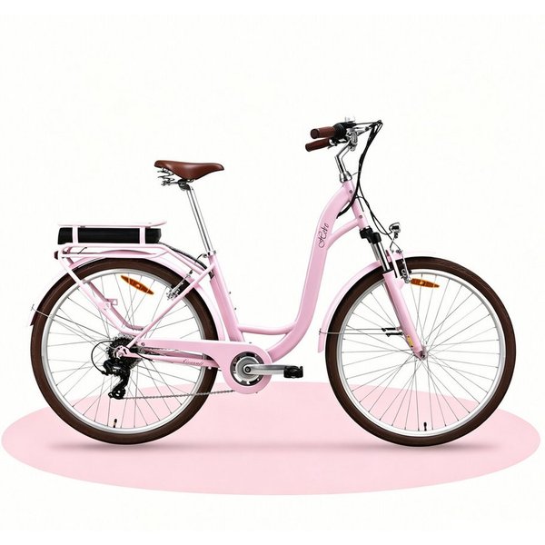VECOCRAFT E-Bike Cityrad 28’’ Elektrofahrrad 36V 10Ah 80mm Federgabel 40Nm HEBE Ebike Damen, 7 Gang, Heckmotor, 360 Wh, Pedelec Citybike für Damen und Herren