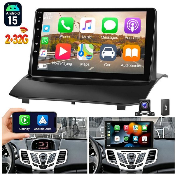 ESSGOO DAB+ Android 15 Autoradio GPS Navi WIFI Für Ford Fiesta MK6 2009-2017 Autoradio (4+64GB(optional), FM, AM, DAB+ (optional), Apple Carplay & Android Auto,