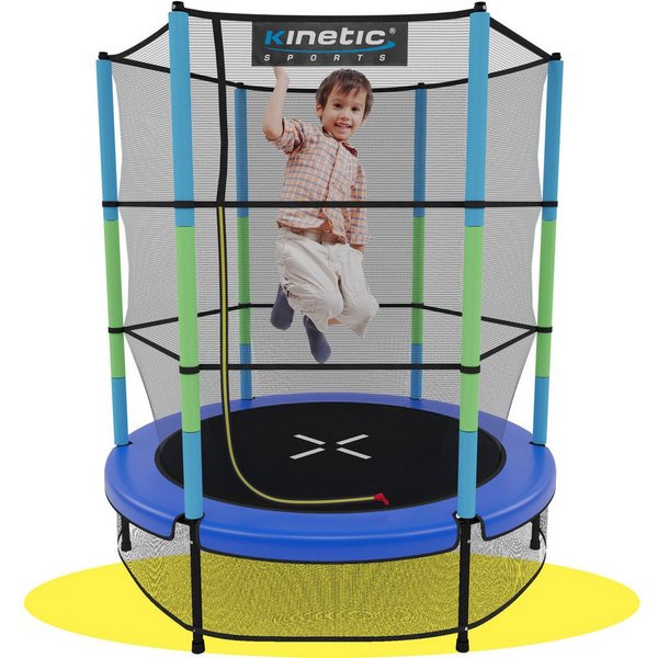 Kinetic Sports Gartentrampolin JUMPER 140, Ø 140 cm, Gummiseil Fun Jumper mit Sicherheitsnetz, Schutzpolster