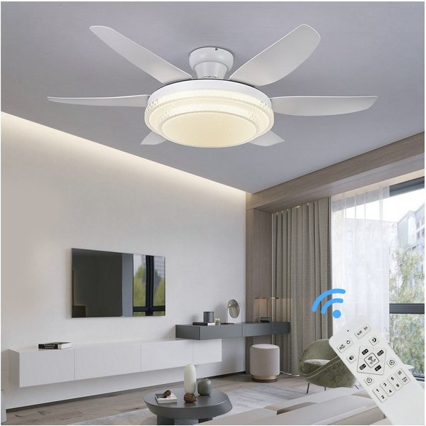Eurohandisplay Deckenventilator Deckenventilator LED Beleuchtung 6 Geschwindigkeiten timer 2 Stunden, Lichtfarbe und Helligkeit stufenlos einstellbar