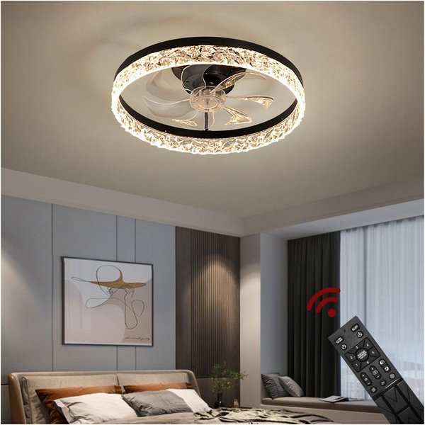Euroton Deckenventilator Deckenventilator LED Beleuchtung Deckenlampe Fernbedienung, 20 cm Durchmesser