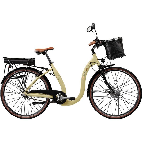 AGON E-Bike Cityrad Assist, 3 Gang, Nabenschaltung, Frontmotor, 374 Wh, tiefer Einstieg
