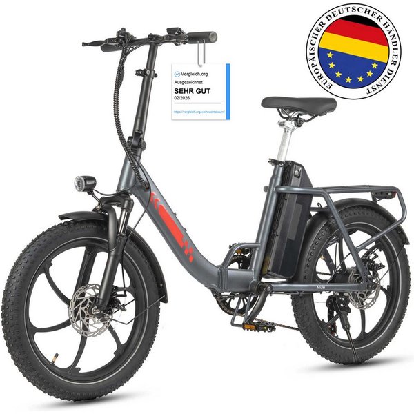 Vankel E-Bike Cityrad M1 Faltbares Damen u. Herren E-Fahrrad 960WH Pedelec,20AH 120 km, Heckmotor, 960 Wh, Cityrad 7 Gang Shimano,Scheibenbremsen, Kettenschaltu