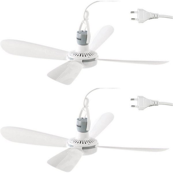 HAC24 Deckenventilator 2x Mobiler Ventilator für Decke Reiseventilator Camping Reise, Ø 43 cm 5W 230 V mit Aufhänger
