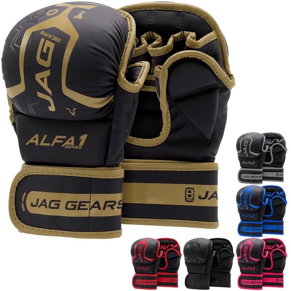 JAG GEARS Boxhandschuhe MMA-Sparringhandschuhe Grappling-Handschuhe Boxtraining und Kampfsport (Set, 1x pair), Open-Palm Design mit High-Density Polsterung & Kn