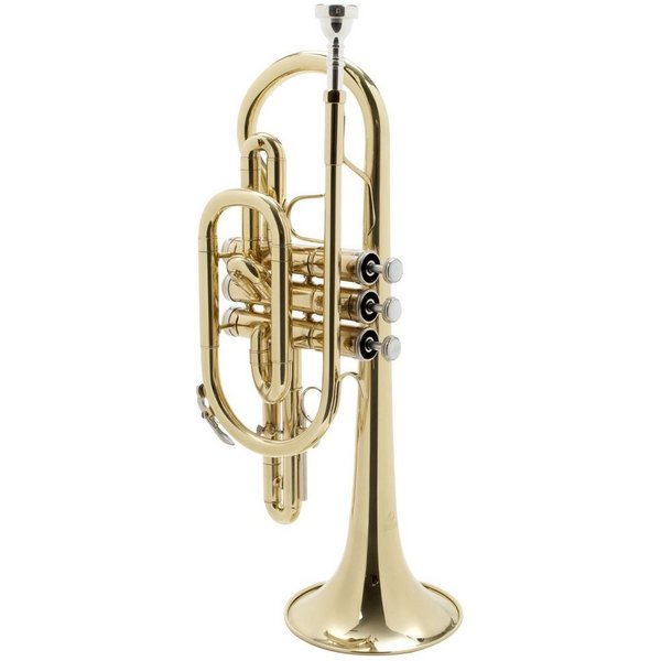 Monzani Kornette, MZCR-900L Bb Kornett Messingkorpus Vernickelte Ventile Inklusive Mundstück und Hardcase Leichtläufige Mechanik Satter Klang Ideal für Einsteig