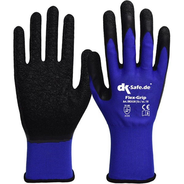 DK-Safe Arbeitshandschuhe Flex-Grip 3520 (Packung, 12 Paar) hervorragender Grip, wasserabweisend, robust, flexibel