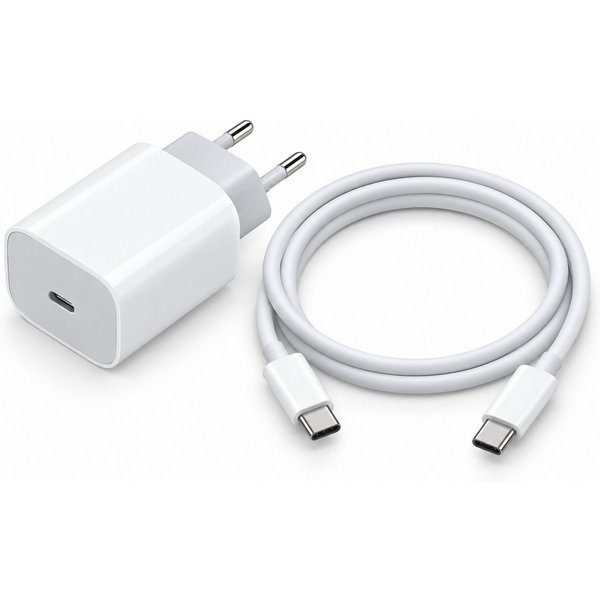 Ventarent 20W USB-C für iPhone, iPad und Samsung Galaxy USB-Ladegerät (2220 mA, Set, 2-tlg., 1x 20W USB-C Netzadapter + 1x USB-C auf USB-C-Kabel, Laden und Date