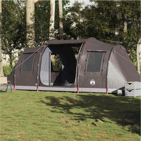 furnicato Faltzelt Camping Tunnelzelt 472x245x192 cm Braun, (1 tlg), Familienzelt mit E-Anschluss, 2 Schlafkabinen und versiegelten Nähten