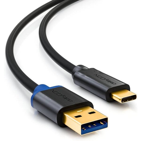 deleyCON deleyCON 3,0m USB-C Kabel USB 3.0 5 Gbit/s USB-A auf USB-C USB-Kabel