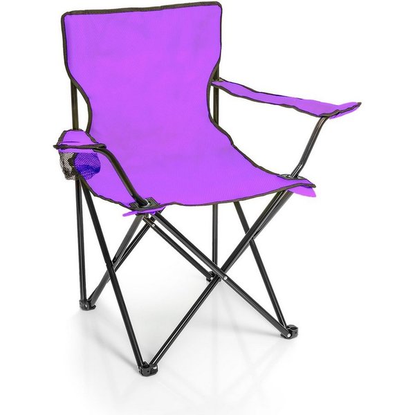 BigDean Campingstuhl Faltstuhl Campingstuhl Anglerstuhl Getränkehalter Klappstuhl (Packung, 1 St), Lila, Violett, Klappbar, Getränkehalter, Tragetasche