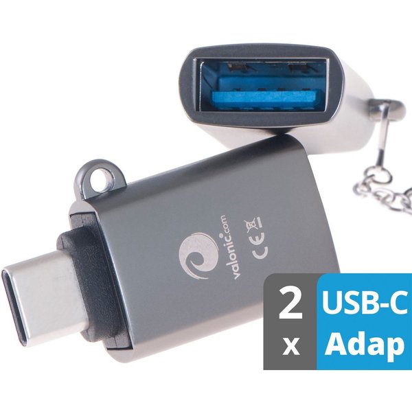 valonic USB-C zu USB-A (USB 3.0), OTG, Schlüsselanhänger USB-Adapter USB Typ C zu USB Typ A, Schlüsselanhänger mit Öse und Ring